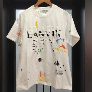 Lanvin x Gallery Dept. Logos Printed T-Shirt With Paint Marks White